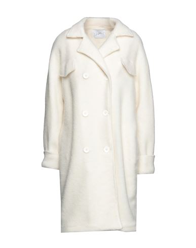 Soallure Woman Coat Ivory Size 4 Polyester, Virgin Wool, Acrylic In White