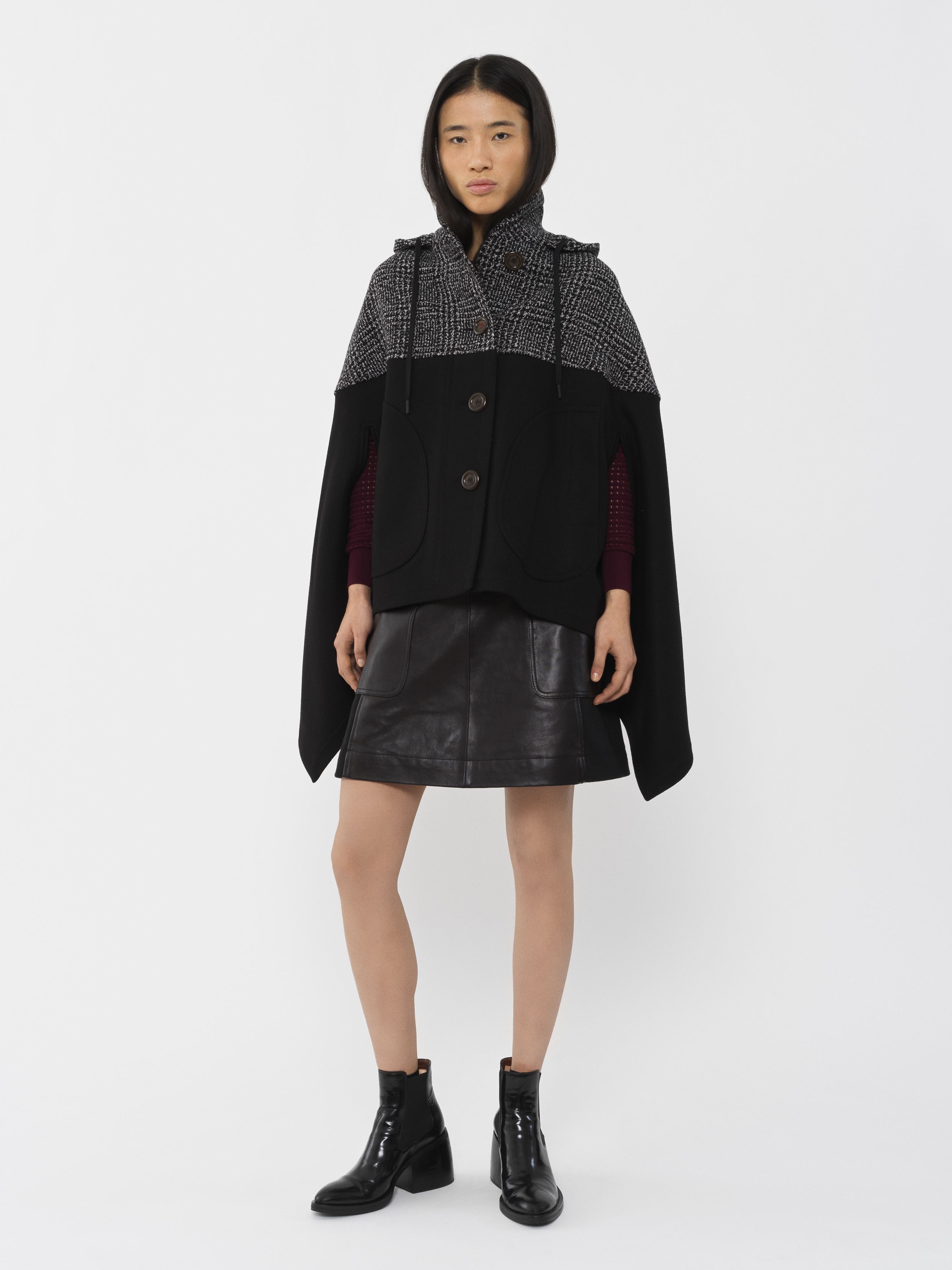 See By Chloé Be-material Coat With Hood And Button Fastening In Black