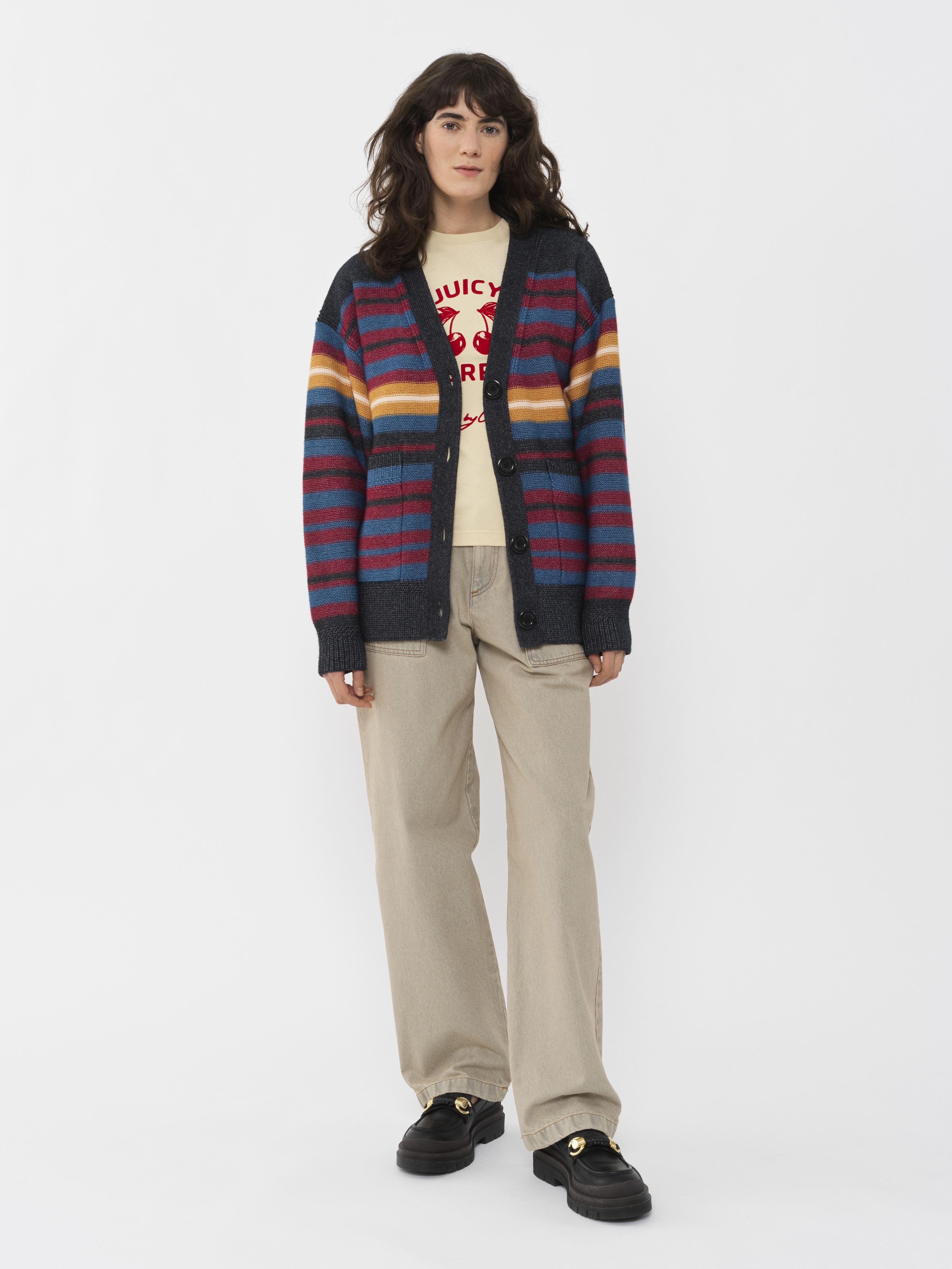 SEE BY CHLOÉ GRANDPA CARDIGAN MULTICOLOR SIZE L 60% POLYESTER, 35% COTTON, 5% WOOL