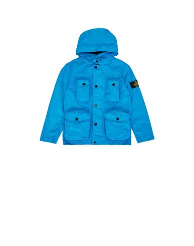 STONE ISLAND KIDS 40737 RUBBERIZED NYLON CANVAS_GARMENT DYED Jacket Man Turquoise EUR 365