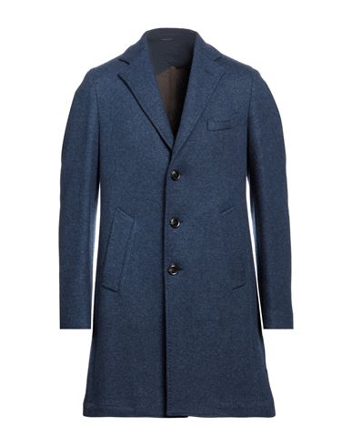 Angelo Nardelli Man Coat Navy Blue Size 40 Wool, Polyamide