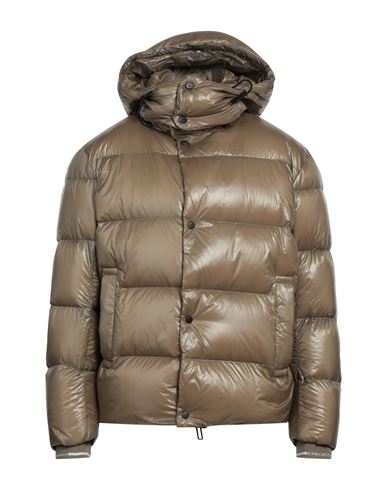 Emporio Armani Man Down Jacket Khaki Size 40 Polyamide In Beige