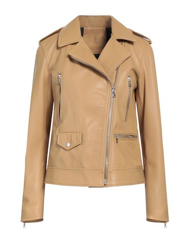 Masterpelle Woman Jacket Mustard Size 10 Soft Leather In Beige