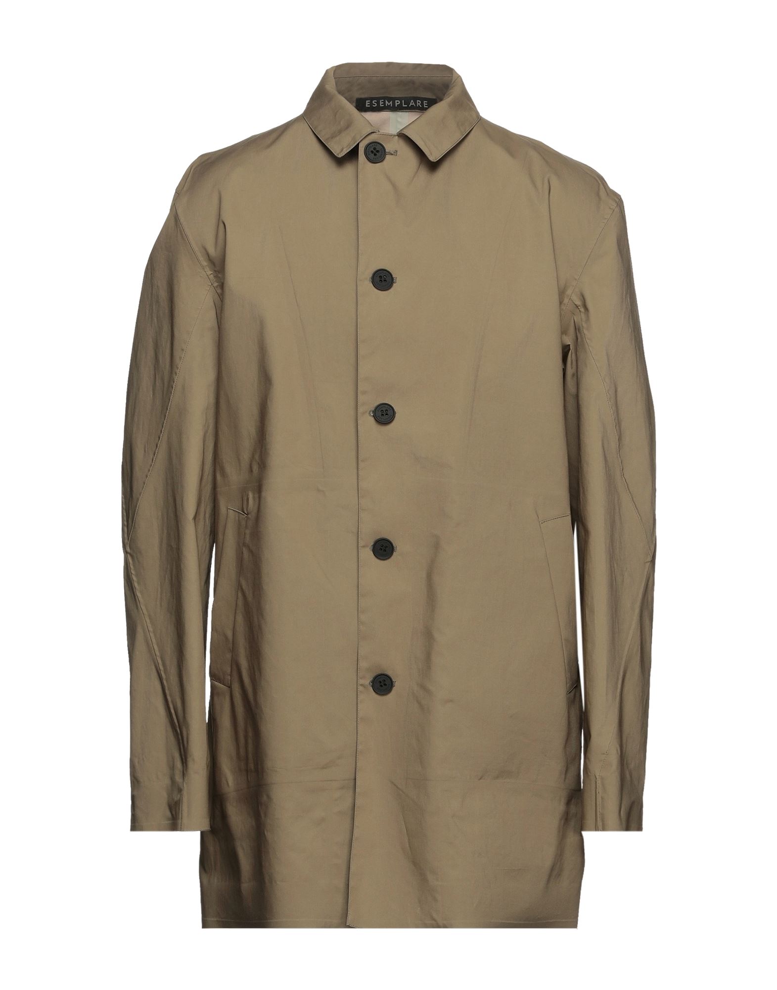 Shop Esemplare Man Overcoat & Trench Coat Military Green Size L Cotton, Polyurethane