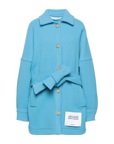 Palm Angels Woman Coat Azure Size 4 Virgin Wool, Polyamide, Cashmere, Cotton, Polyester In Blue