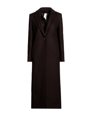 Annie P . Woman Coat Dark Brown Size 4 Virgin Wool, Polyamide