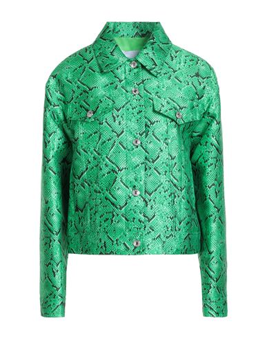 Msgm Woman Jacket Green Size 8 Polyester In Multi