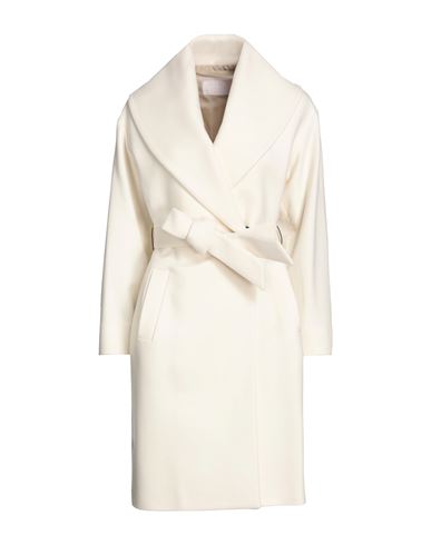 Shop Annie P . Woman Coat Ivory Size 6 Virgin Wool, Polyamide, Cashmere In White