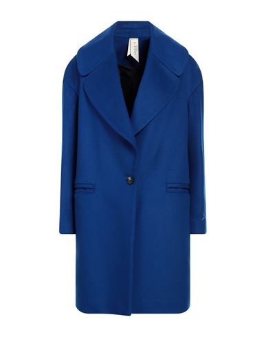 Annie P . Woman Coat Bright Blue Size 8 Virgin Wool, Polyamide, Cashmere