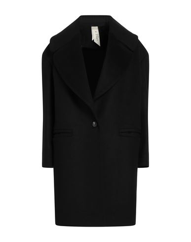 Annie P . Woman Coat Black Size 8 Virgin Wool, Polyamide, Cashmere