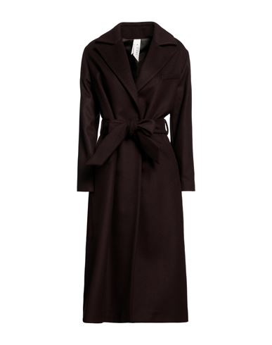 Annie P . Woman Coat Dark Brown Size 10 Virgin Wool, Polyamide, Cashmere