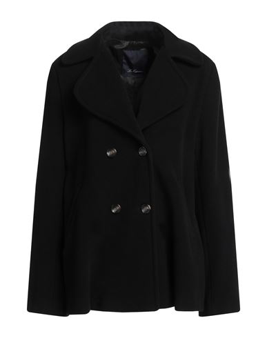 Blue Les Copains Woman Coat Black Size 12 Wool, Polyamide, Cashmere