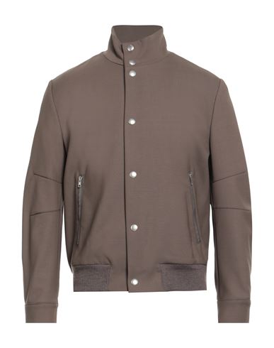 Paolo Pecora Man Jacket Taupe Size 40 Polyester, Wool, Elastane In Gray