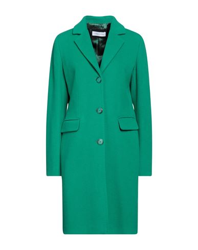 Shop Caractere Caractère Woman Coat Green Size 2 Wool, Polyamide, Cashmere