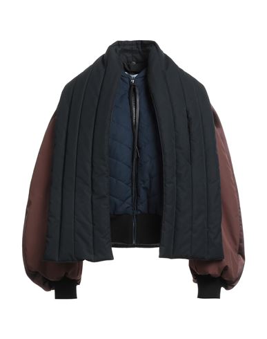 Loewe Woman Jacket Midnight Blue Size 6 Cotton, Viscose, Calfskin, Wool, Polyamide In Brown