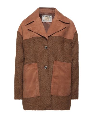 Vintage De Luxe Woman Coat Tan Size 8 Polyester, Synthetic Fibers, Cotton, Virgin Wool, Alpaca Wool In Brown