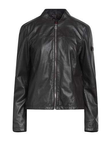 Peuterey Woman Jacket Charcoal Size 6 Leather In Gray