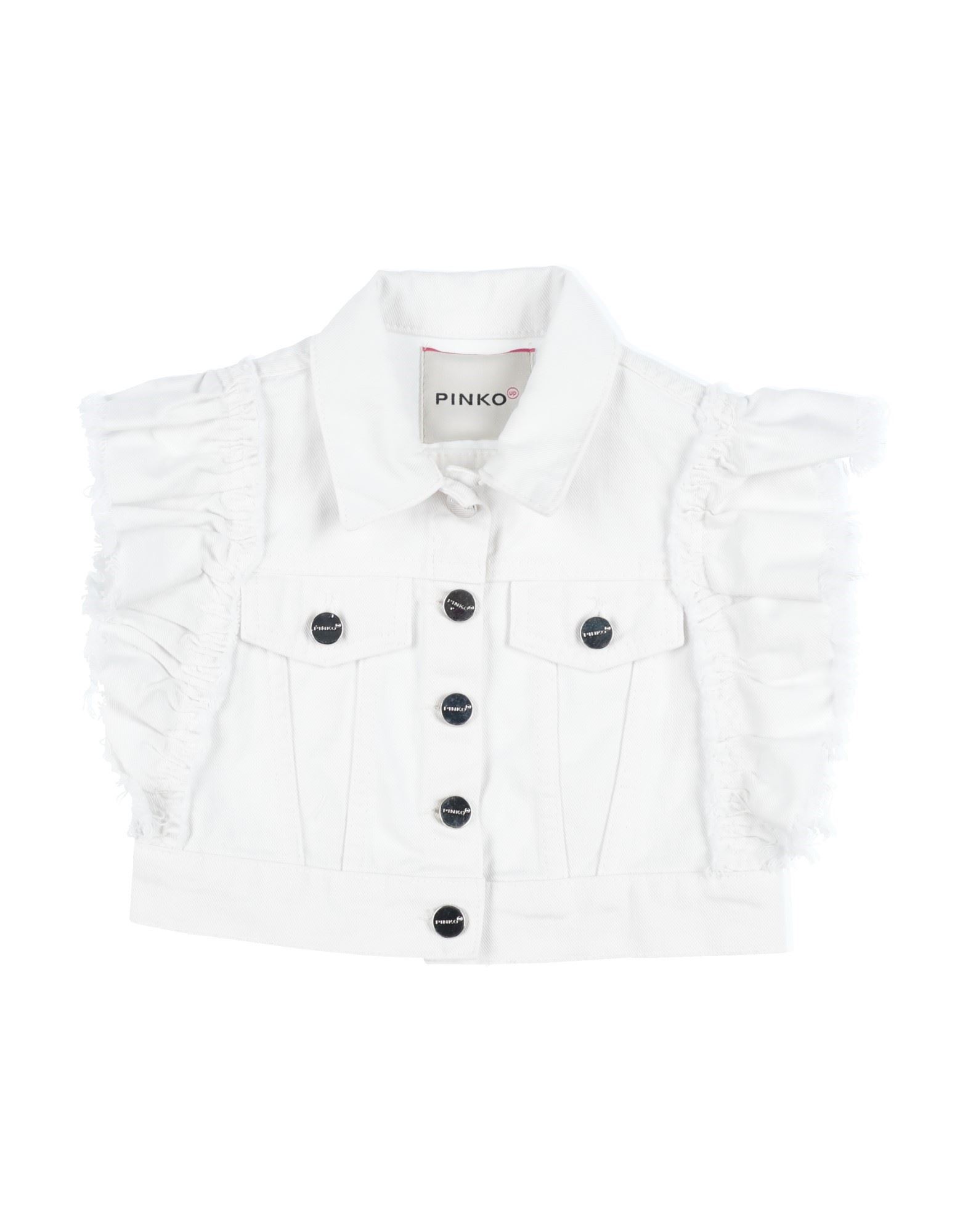 Shop Pinko Up Toddler Girl Denim Outerwear White Size 7 Cotton