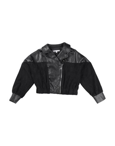 Patrizia Pepe Babies'  Toddler Girl Jacket Black Size 6 Polyurethane, Cotton, Polyester, Elastane