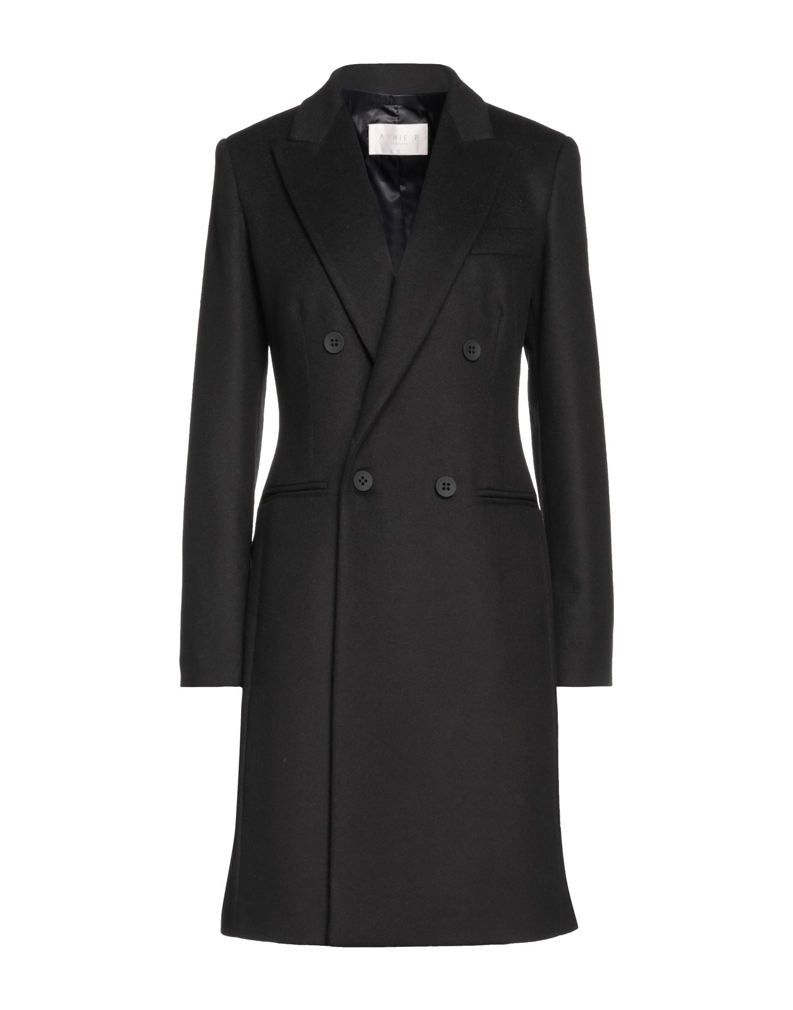 Shop Annie P . Woman Coat Black Size 12 Wool, Polyamide, Cashmere