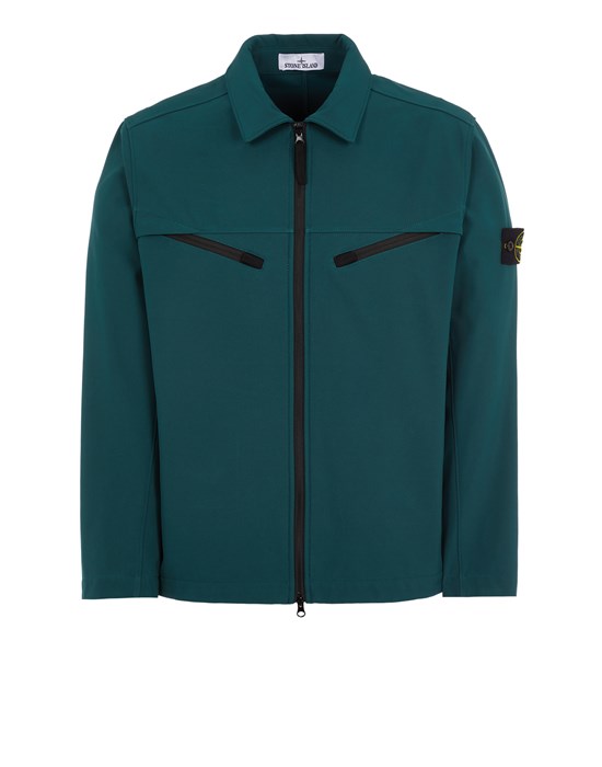  STONE ISLAND 41027 LIGHT SOFT SHELL-R_e.dye® TECHNOLOGY IN RECYCLED POLYESTER Blouson Homme Vert bouteille