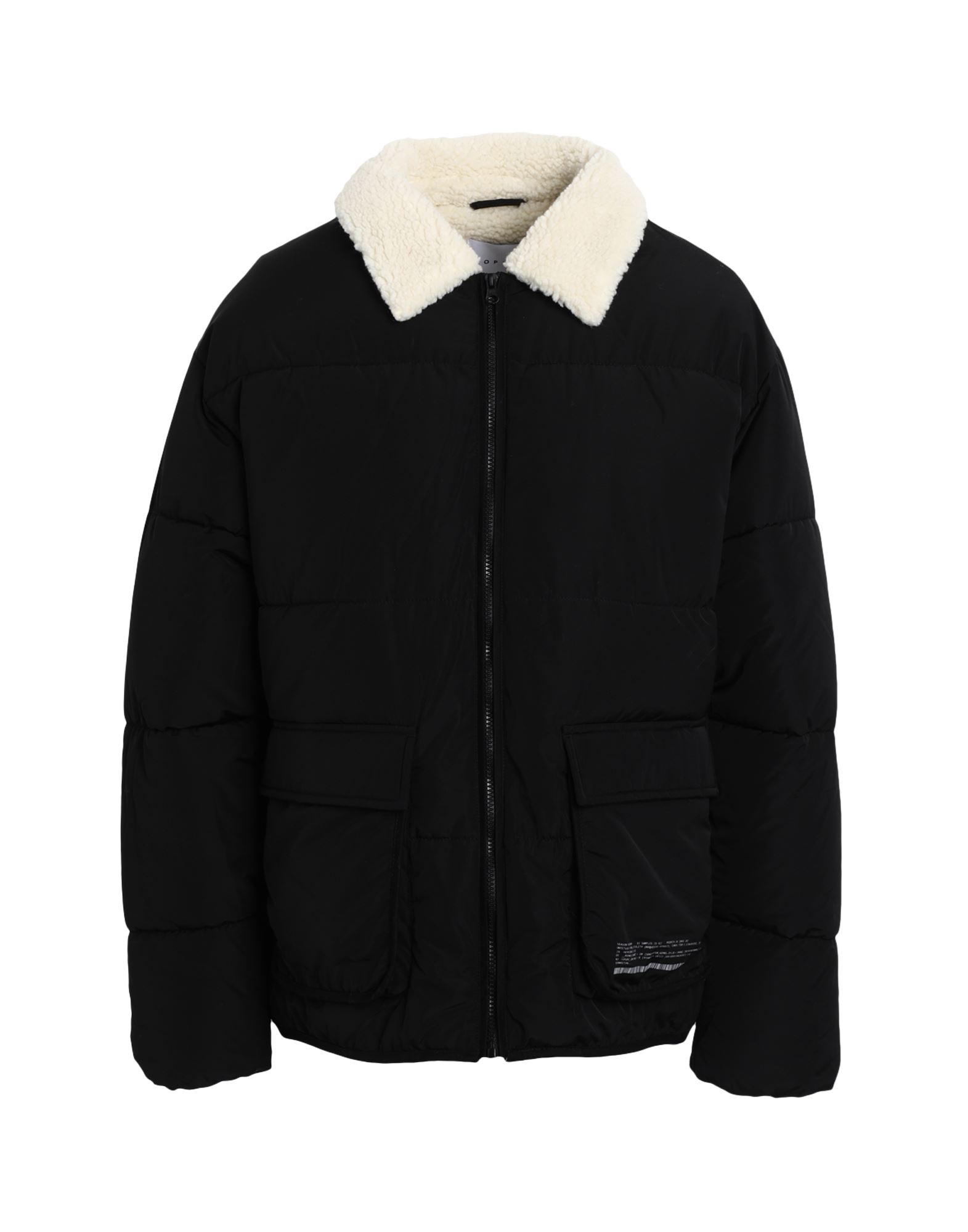 《セール開催中》TOPMAN メンズ ダウン＆シンセティック ブラック L ポリエステル 100% Topman puffer jacket with borg collar
