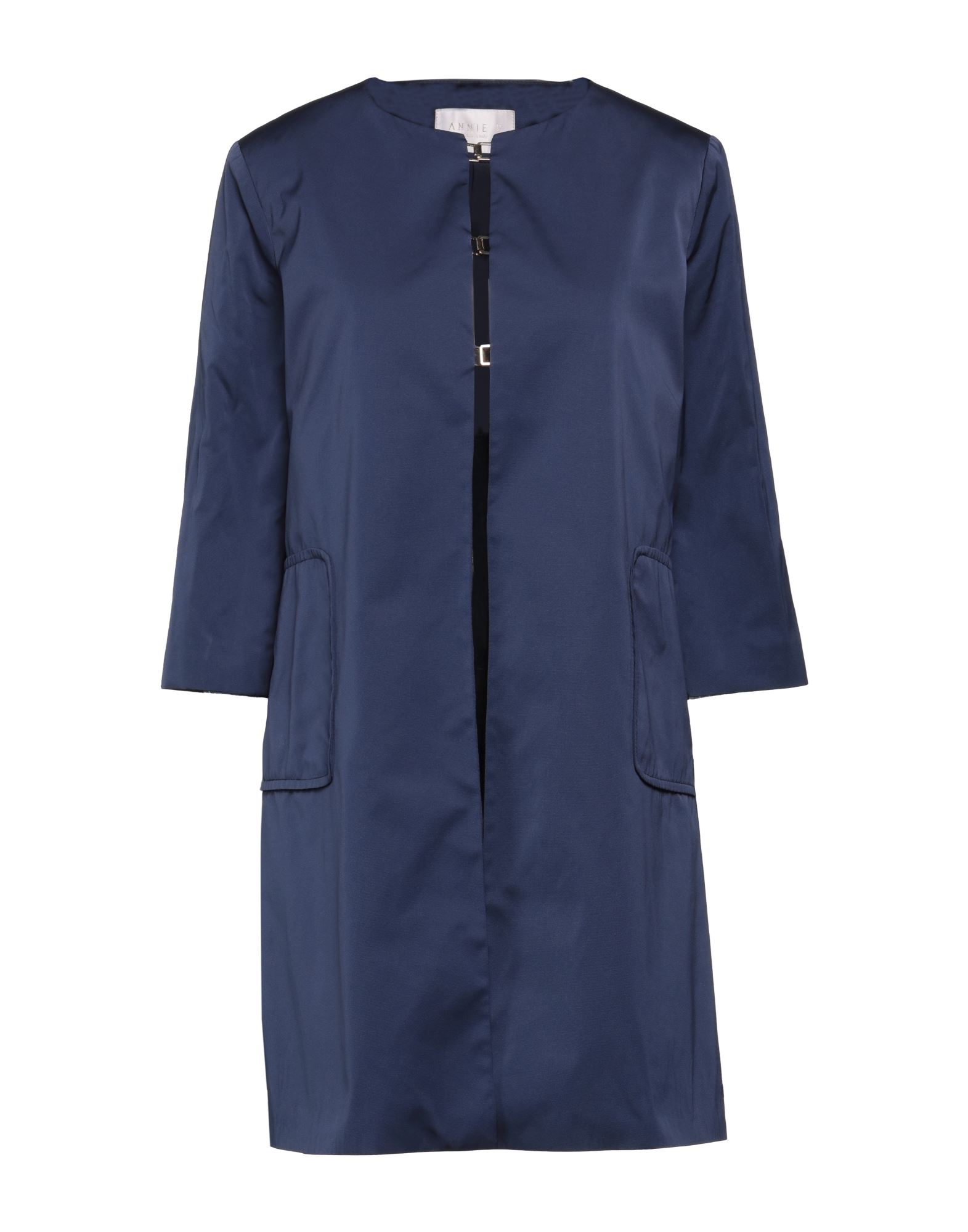 Shop Annie P . Woman Overcoat & Trench Coat Midnight Blue Size 10 Polyester