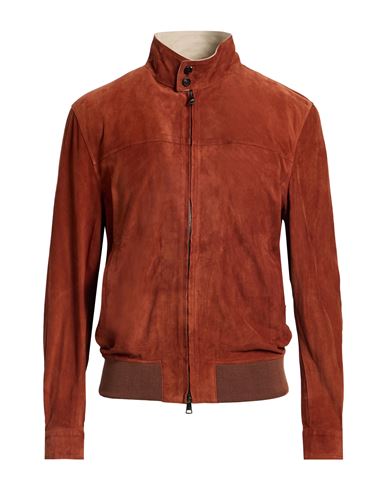 Luigi Borrelli Napoli Man Jacket Rust Size 42 Soft Leather In Brown