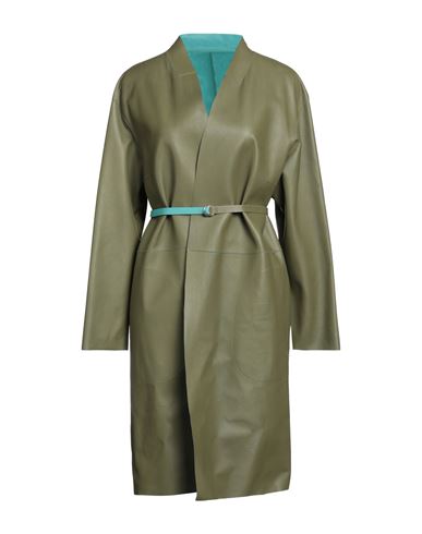 Woman Overcoat & Trench Coat Light green Size 2 Linen, Viscose