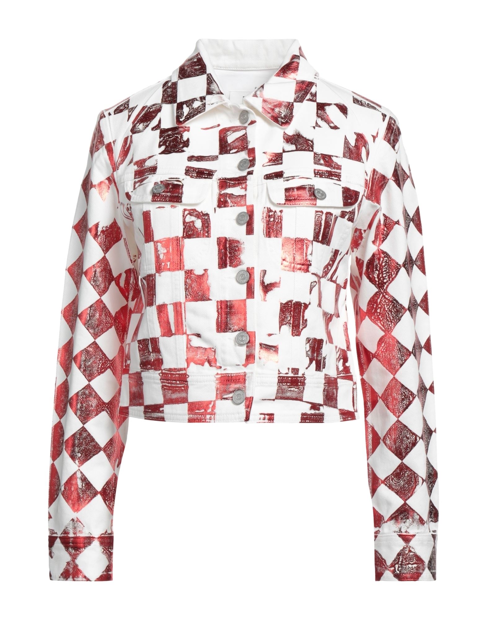 Mm6 Maison Margiela Checked Print Denim Jacket In Red