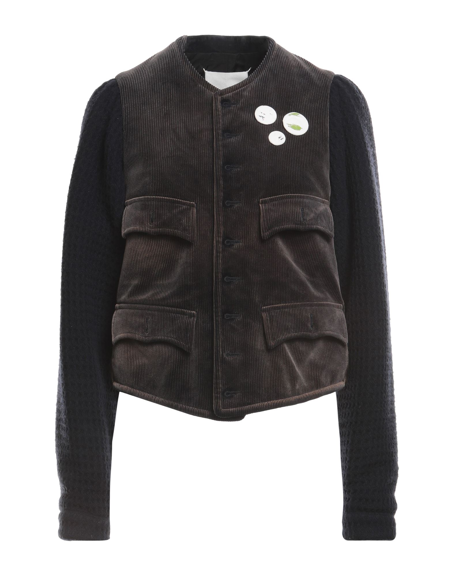 Shop Maison Margiela Woman Jacket Dark Brown Size 2 Cotton, Virgin Wool, Polyamide