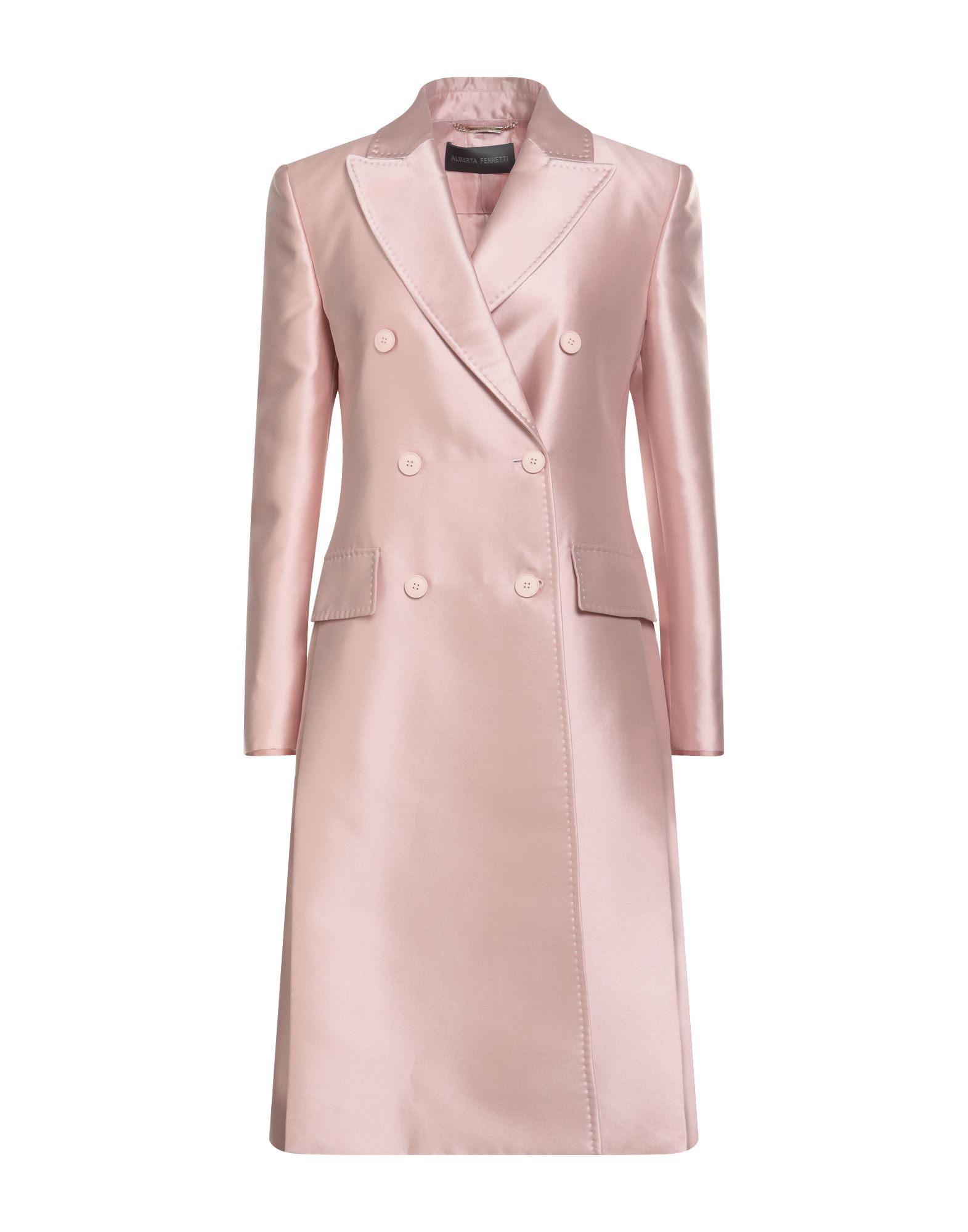Alberta Ferretti Double-breasted Coat With Slits - Atterley In Pink