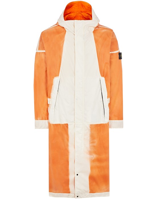 Sold out - STONE ISLAND 708T1 HAND SPRAYED MUSSOLA GOMMATA-TC LONG JACKET Man Sienna Brown