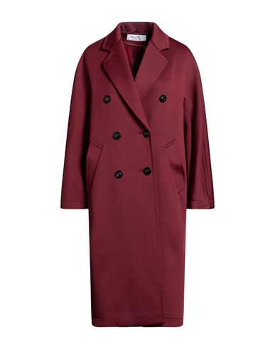 Max Mara Woman Coat Burgundy Size 2 Polyester, Cotton, Polyamide In Red