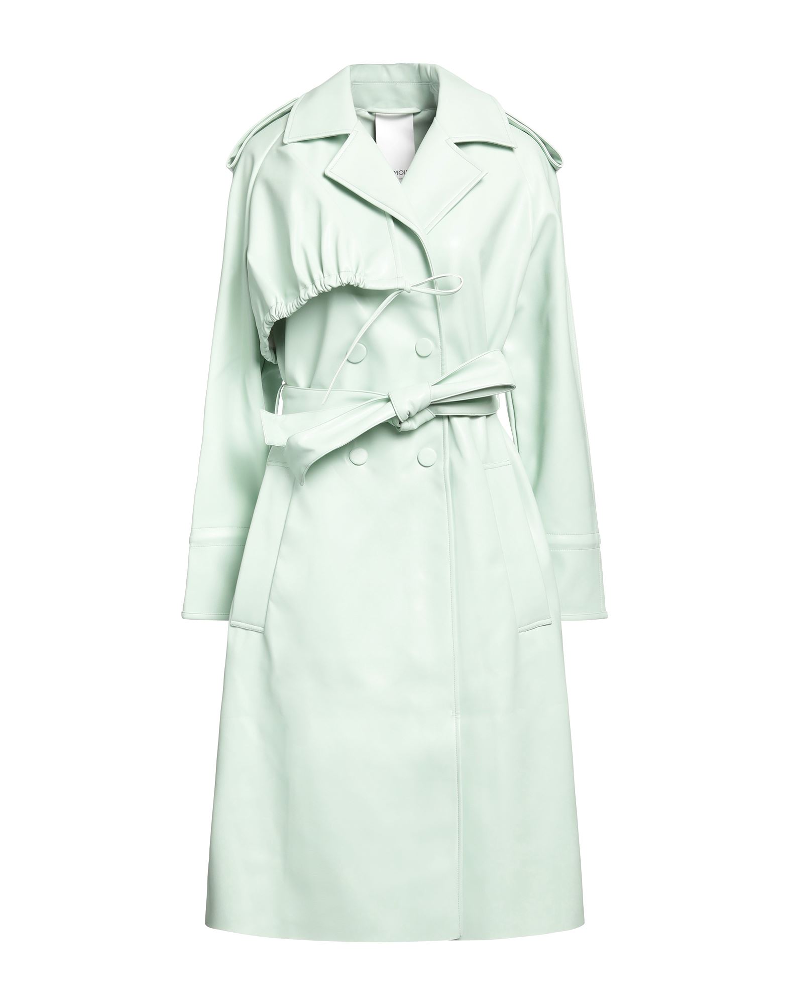 Themoirè Nappa Leather Belted Trench Coat In Green