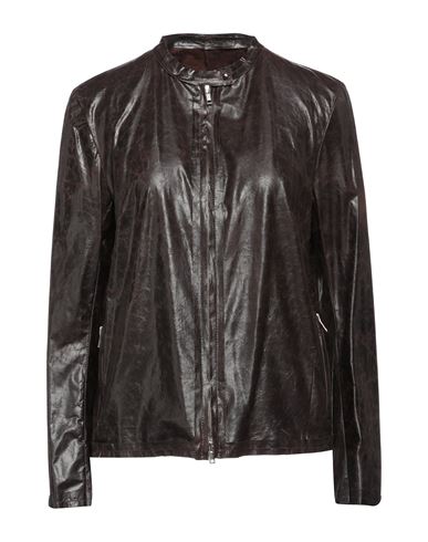 Salvatore Santoro Woman Jacket Dark Brown Size 8 Ovine Leather
