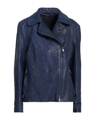 Salvatore Santoro Woman Jacket Blue Size 8 Ovine Leather