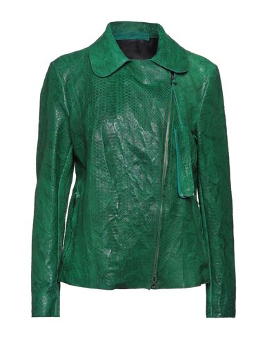 Salvatore Santoro Woman Jacket Emerald Green Size 6 Ovine Leather