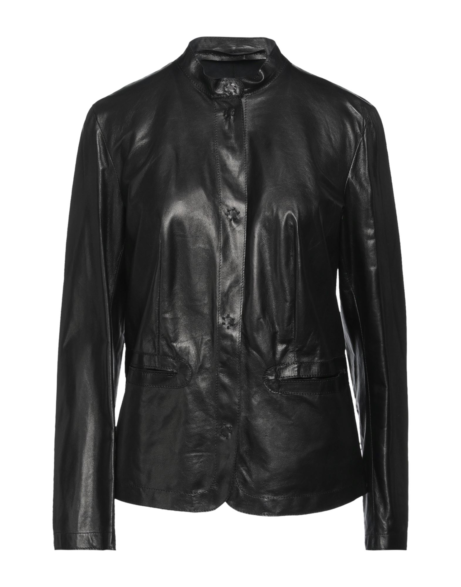 Shop Salvatore Santoro Woman Jacket Black Size 8 Ovine Leather