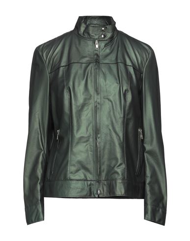 Salvatore Santoro Woman Jacket Emerald Green Size 8 Ovine Leather