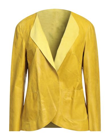 Salvatore Santoro Woman Suit Jacket Ocher Size 6 Ovine Leather In Yellow