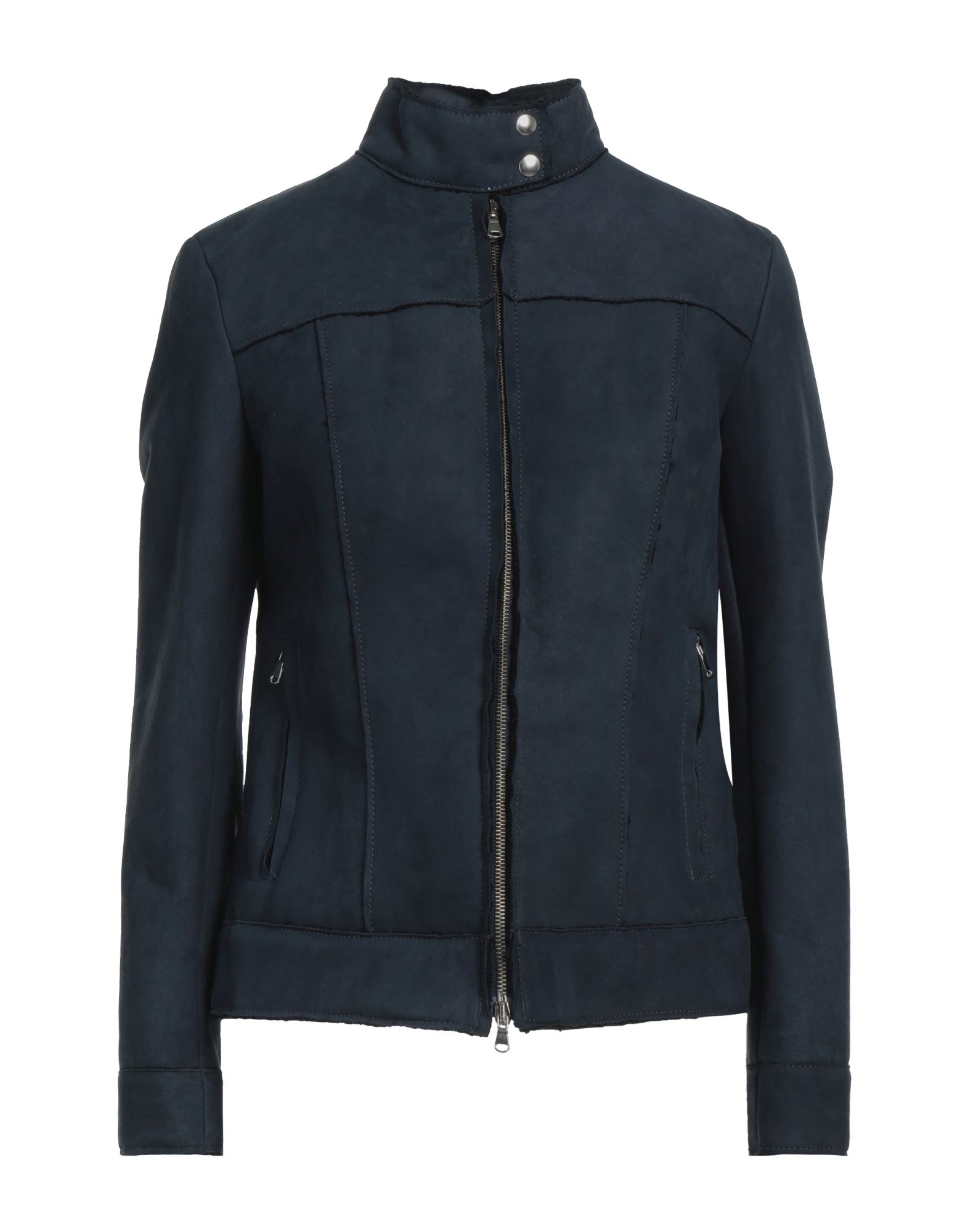 Shop Salvatore Santoro Woman Jacket Midnight Blue Size 4 Ovine Leather