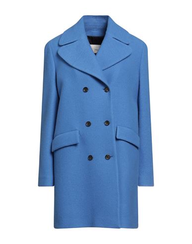 Annie P . Woman Coat Azure Size 8 Virgin Wool In Blue