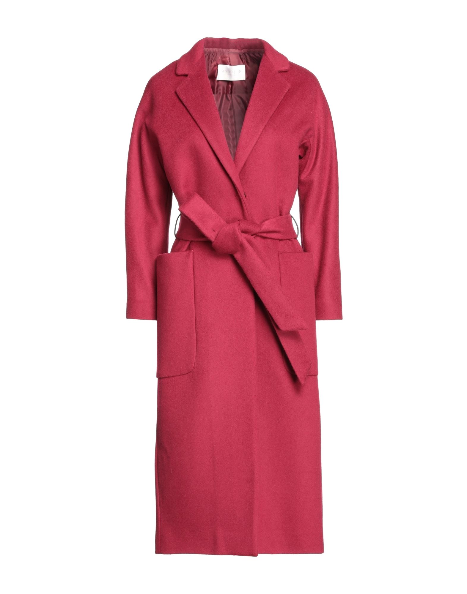 Shop Annie P . Woman Coat Burgundy Size 8 Virgin Wool, Polyamide, Cashmere In Red