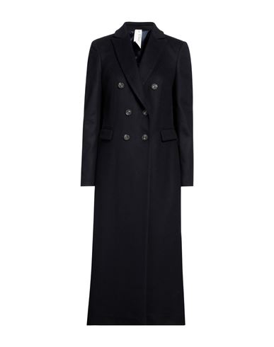 Annie P . Woman Coat Navy Blue Size 10 Virgin Wool, Polyamide, Cashmere