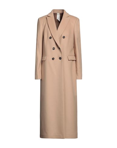 Annie P . Woman Coat Beige Size 10 Virgin Wool, Polyamide, Cashmere