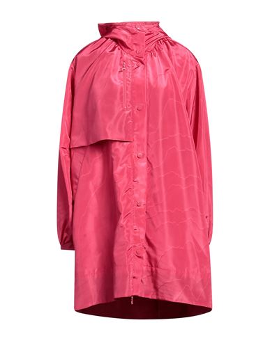Shop Marine Serre Woman Overcoat & Trench Coat Fuchsia Size 4 Recycled Polyester In Pink