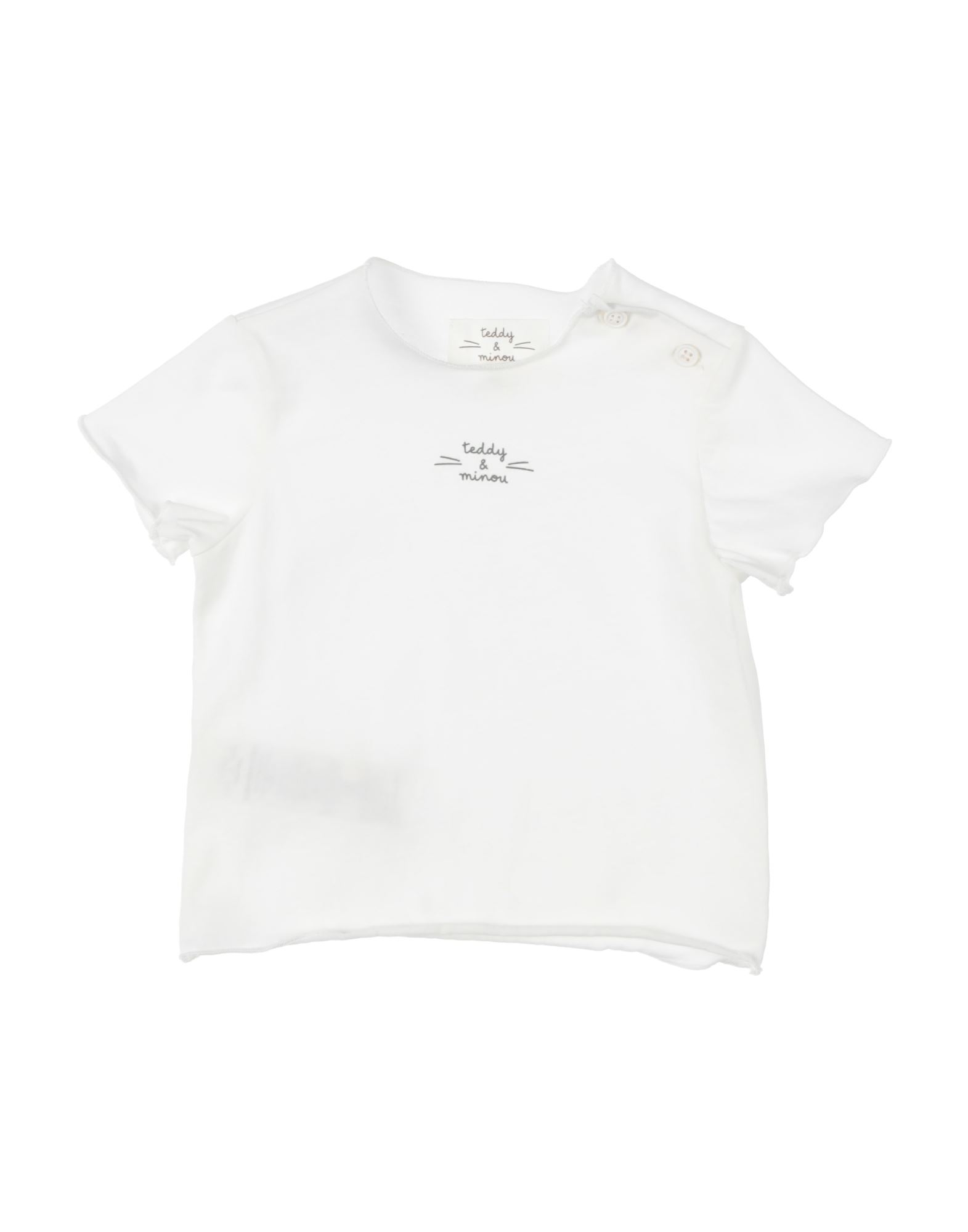 Teddy & Minou Kids'  Newborn Girl T-shirt Ivory Size 1 Cotton In White