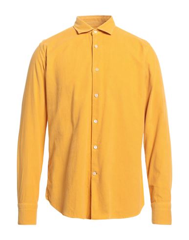 Shop Tintoria Mattei 954 Man Shirt Ocher Size 16 Cotton In Yellow