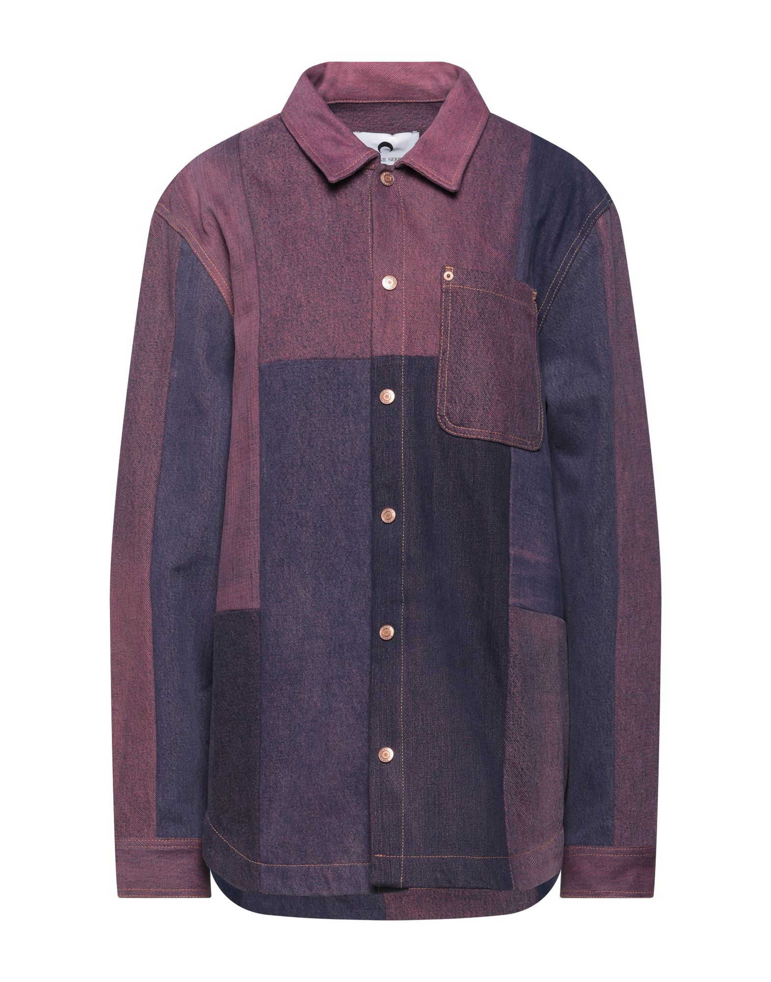 Marine Serre Patchwork Oversized Denim Shirt In Mauve